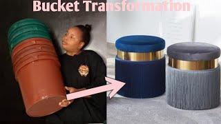 DIY OTTOMAN USING BUCKET// Such ottoman cost a lot in the store.