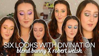 SIX LOOKS WITH DIVINATION BLEND BUNNY X ROBERT WELSH EYESHADOW PALETTE! Row By Row Makeup Challenge