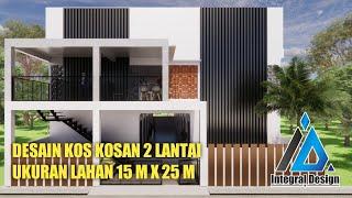 Desain Kos Kosan 2 Lantai Ukuran 15 x 25 Meter | Industrial