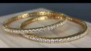 Classic 15 pointers (0.15 cts) 18k Gold Eternity Indian Diamond Bangles Pair from Bangkok, Thailand