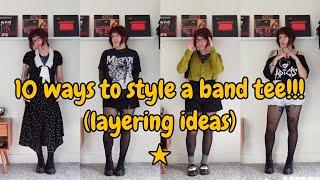 10 ways to wear *YOUR* band tees/graphic tees!! (layering tips & outfit inspo) ‹°｡