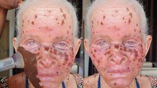 MUST WATCH UNBELIEVABLE  A BLIND GRANDMA MAKEUP AND GELE TRANSFORMATION MAKEUP TUTORIAL