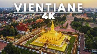 Vientiane, Laos  in 4k ULTRA HD HDR (60 FPS) - Flying over Vientiane