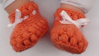 Crochet Puff Stitch Baby Booties