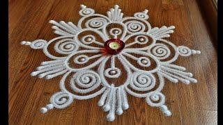 Beautiful free hand rangoli designs by Shital Daga , easy rangoli designs with funnel