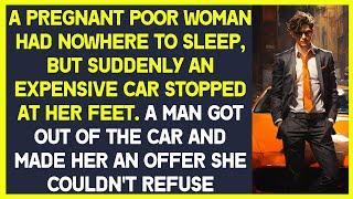 A pregnant poor woman had nowhere to sleep, but suddenly an expensive car stopped at her feet