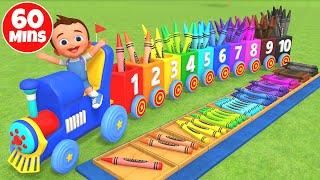 Learning Colors & Numbers: Crayon Train Rhymes for Toddlers - 60-Minute Fun Collection!