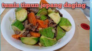 simple Resep timun jepang daging ||   healthy stir fried meat  with zucchini