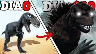 O PEQUENO DINOSSAURO HUMILHADO EVOLUIU PARA O GIGANTE SOMBRIO GODZILLA! SOBREVIVI 100 DIAS ARK!