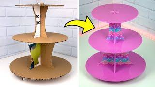 How to make Cardboard Candy Holder ️ 3-tier cake and cupcake tray| base Crafts