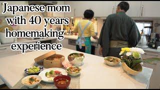 Cooking with Japanese mother: A typical healthy homemade dinner 