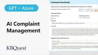 The AI Complaint Management Solution - GPT Powered | KBQuest