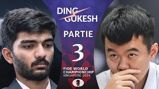 GUKESH vs DING || Partie 3 || Schach WM 2024