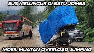 Mobil Muatan Overload Jumping !!! Bus Meluncur Di Tanjakan Batu Jomba