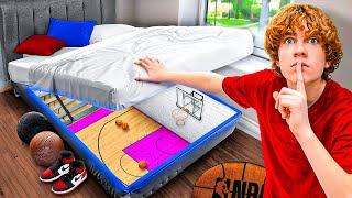 I Built a SECRET Basketball Court in My Room!