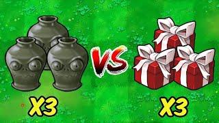 PVZ 1 Hybrid Challenge - 3 Plants Vases VS 3 Red Zombie Box - Who Will Win?