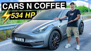 ΟΔΗΓΑΩ ΤΟ ΠΙΟ ΓΡΗΓΟΡΟ TESLA MODEL Y PERFORMANCE | Cars N Coffee S2 E8