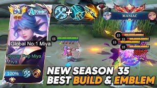 SEASON 35 BEST RECOMMENDED BUILD AND EMBLEM FOR MIYA 2024! (UPDATED !!!) - mobile legends