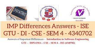 Answers of IMP Difference ISE 4340702 | Introduction to Software Engineering IMP Difference | GTU DI