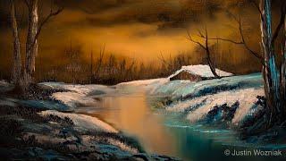 Painting A Winter Glow Landscape | Paintings By Justin