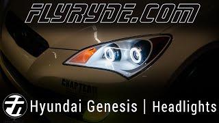 White and Satin Black Genesis Coupe Dual Projector Headlights by FlyRyde