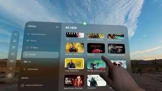 APPLE VISION PRO browsing APPLE TV LIBRARY upclose