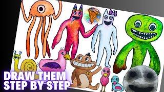 Look how to draw the monsters of the Garten of Banban game in this step-by-step video tutorial