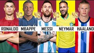 Comparison:  Ronaldo vs Messi  vs Neymar vs Mbappe vs Haaland.