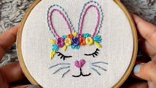 Cute Bunny floral embroidery || Embroidery for beginners || Let’s Explore