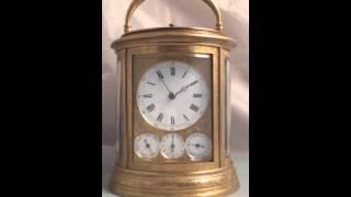 Fully Restored Complicated Grande Sonnerie Engraved Oval Carriage Clock by Drocourt, c1880