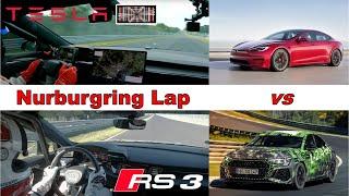 Lap Race #10 | Audi RS3 Sedan vs Tesla Model S Plaid | Nürburgring