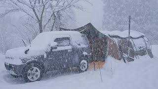Heavy Snowfall Car Camping