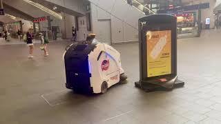Autonomous cleaning vehicle at train station