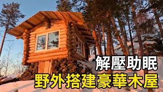 數位荒野達人在野外搭建豪華木屋，過著嚮往的生活！解壓助眠！ | 三千世界 #紀錄片 #有趣  #creative