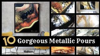 10 GORGEOUS METALLIC Painting Techniques / Acrylic Pouring Compilation / EASY for Beginners (112)