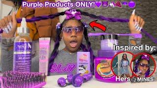 Doing my Hair Only Using PURPLE Hair Pr0ducts WITH a SPICE!