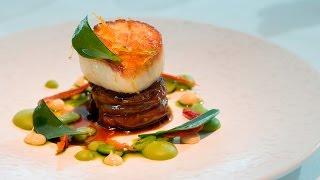 Tony Fleming's scallop with Meantime Pale Ale braised breast of lamb