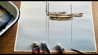 Paint Beautiful ATMOSPHERIC REFLECTIONS, Watercolor Landscape Painting Watercolour Seascape Tutorial