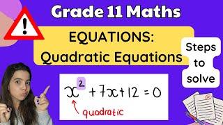 Quadratic Equations Grade 11 Equations