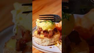 Our Smoked Pastrami Benedict at Ruby Red’s BBQ