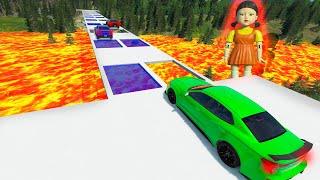 Squid game by car crash test over lava | BeamNG Drive | BimTestCrash