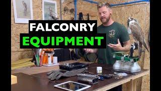 Basic falconry equipment for training raptors, falcons, eagles, hawks and owls