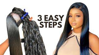 How to: Bone Straight a Curly Synthetic wig| detangle synthetic hair extensions