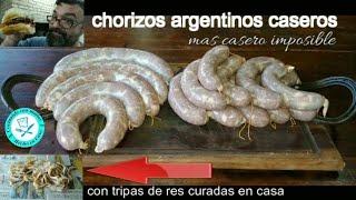 como hacer CHORIZOS 100% caseros  artesanales 80/20 con TRIPAS curadas en CASA chinchulines 