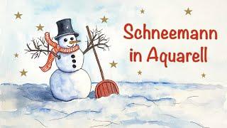 Kleiner Schneemann für Weihnachtskarte für große und kleine Anfänger