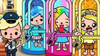 Rainbow vs Gold vs Diamond Hair In Jail | Toca Life Story | Toca Boca