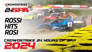 Valentino Rossi CRASHES into Nicolò Rosi | Crowdstrike 24 Hours of Spa | Fanatec GT Europe 2024
