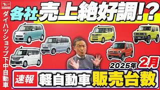 【軽自動車販売台数速報2025.2月】スズキ絶好調！ダイハツ含め全メーカー回復基調