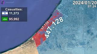 Israel-Hamas War: Every Day to March Mapped using Google Earth