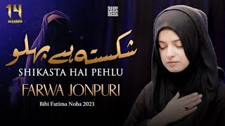 Noha bibi fatima zahra 2023 | shikasta hai pehlu | ayyam e fatimiyah noha 2023 | farwa jaunpuri noha